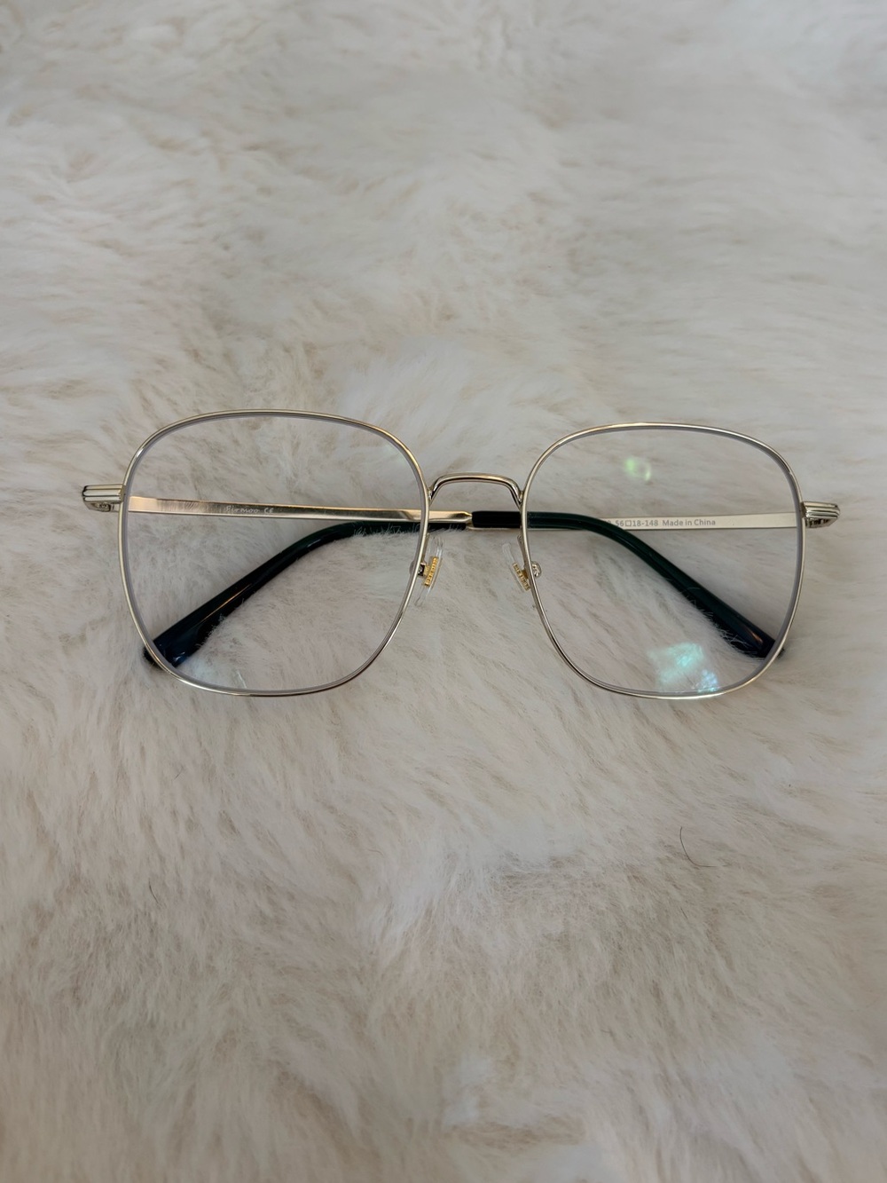 Gold Square Metal Frame Glasses - Clear Lenses